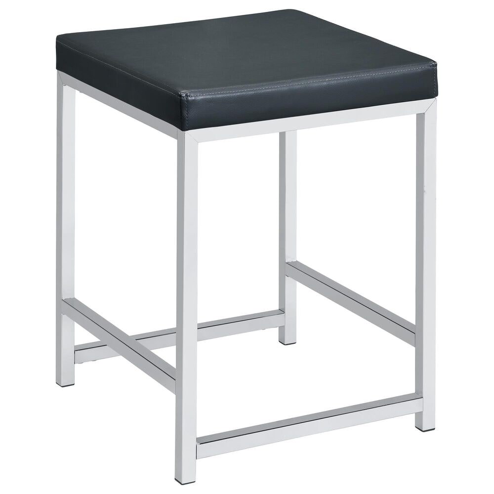 Pacific Landing Vanity Stool with Dark Grey Cushion in Chrome, , large