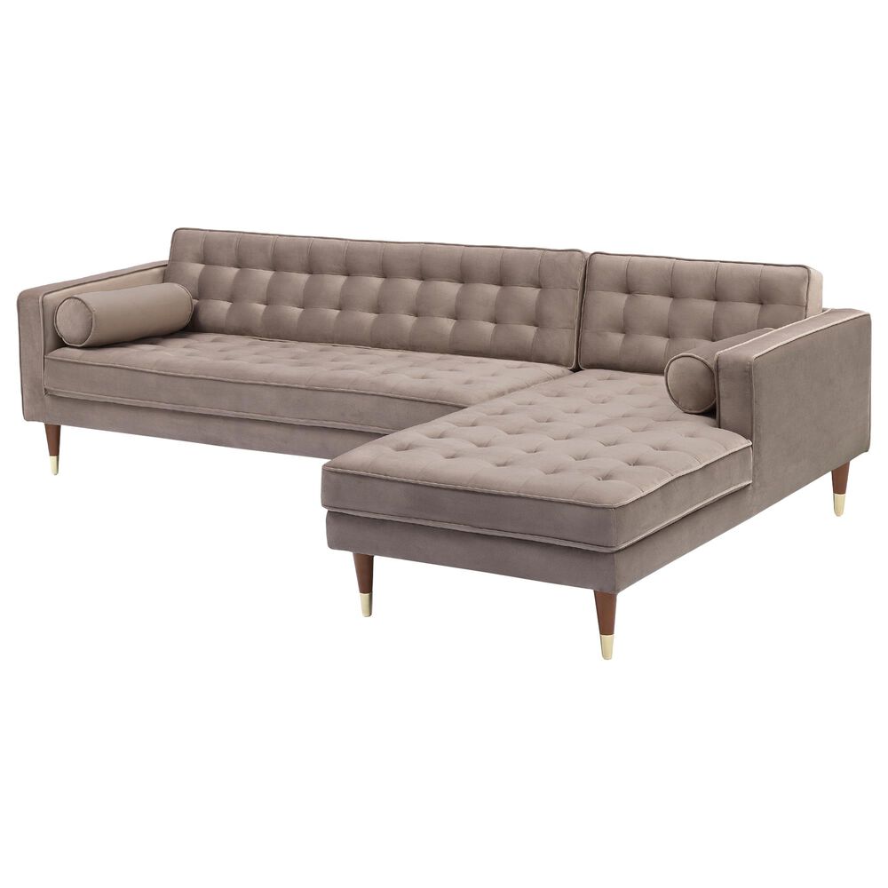 Blue River Somerset Right Sectional Sofa in Taupe Velvet and Gold, , large