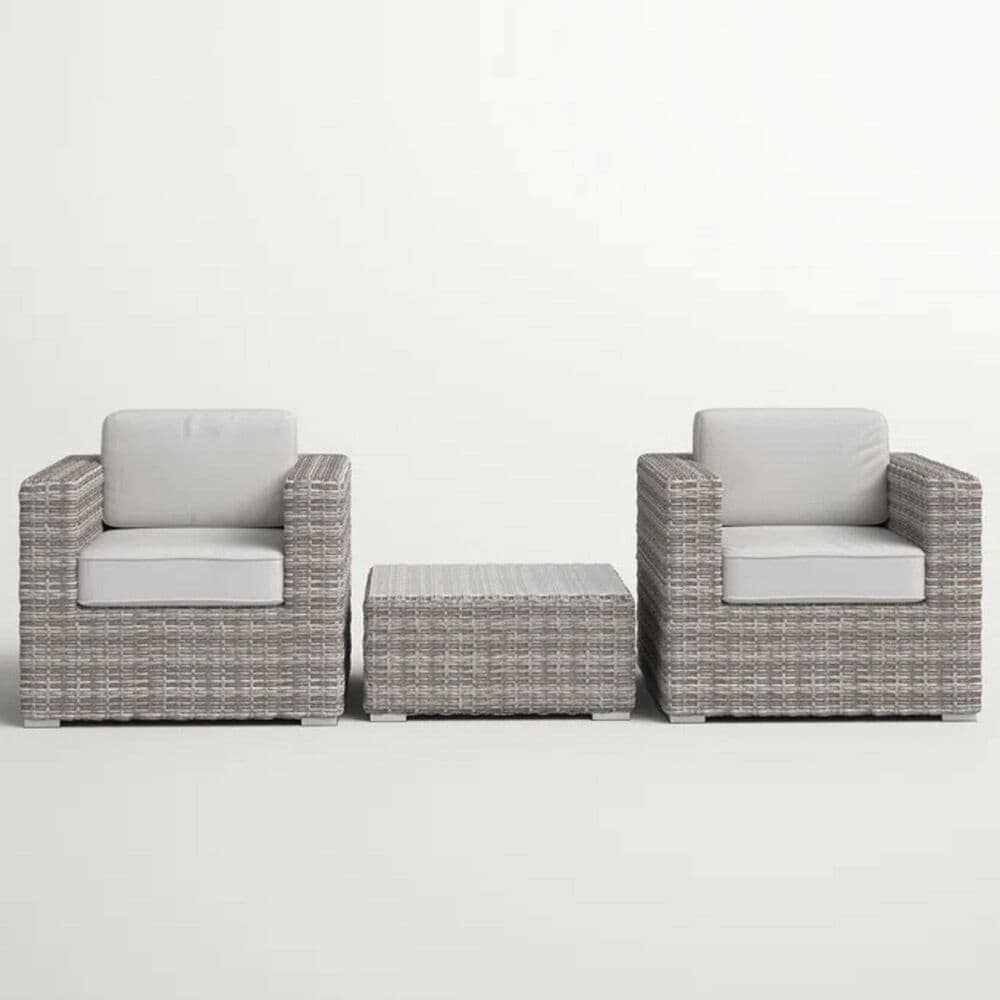 Hearth and Haven 3-piece Outdoor Wicker Conversation Set with Glass-Top Coffee Table in Grey, , large