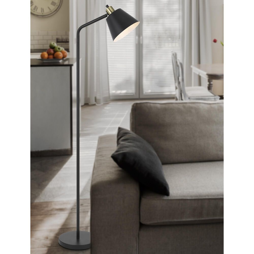 Cal Lighting BrassLine Floor Lamp in Matte Black, , large