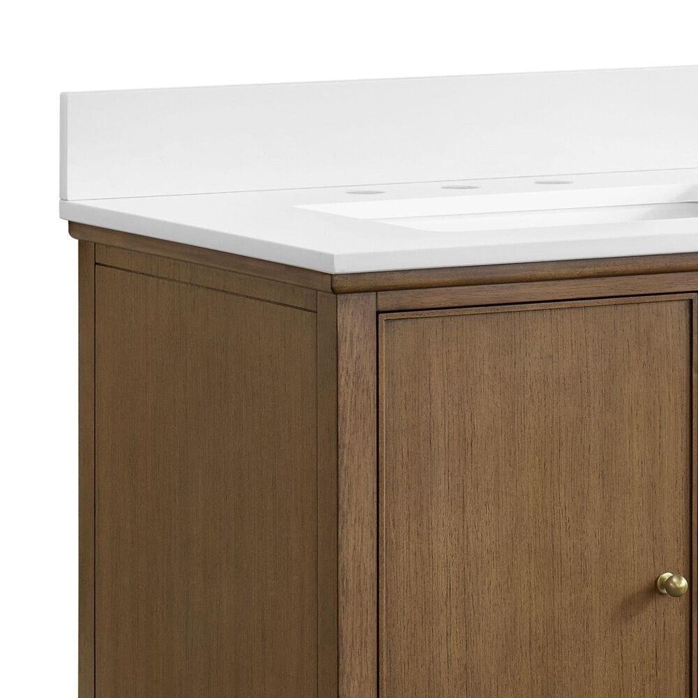 37B Heston 30" Single Bathroom Vanity in Kona with White Composite Stone Top and Backsplash, , large