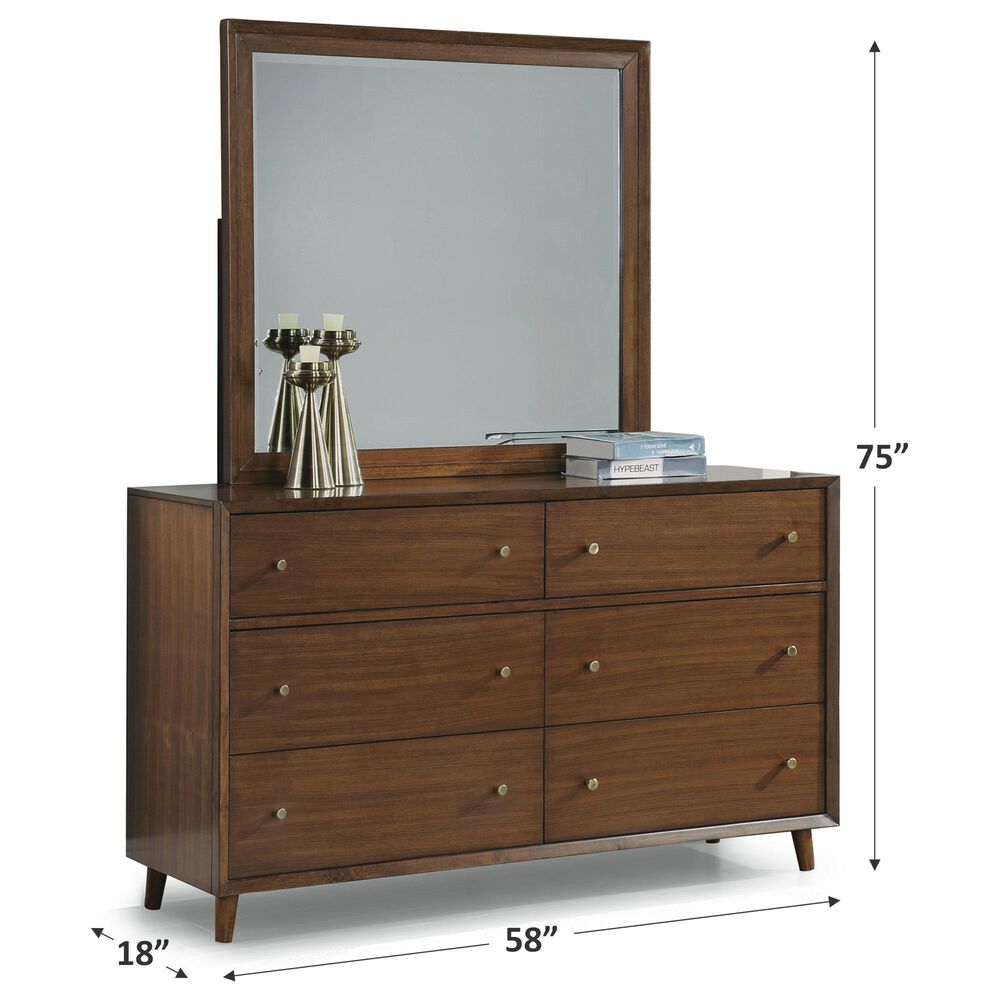 Flexsteel Ludwig 6-Drawer Dresser and Mirror in Walnut, , large