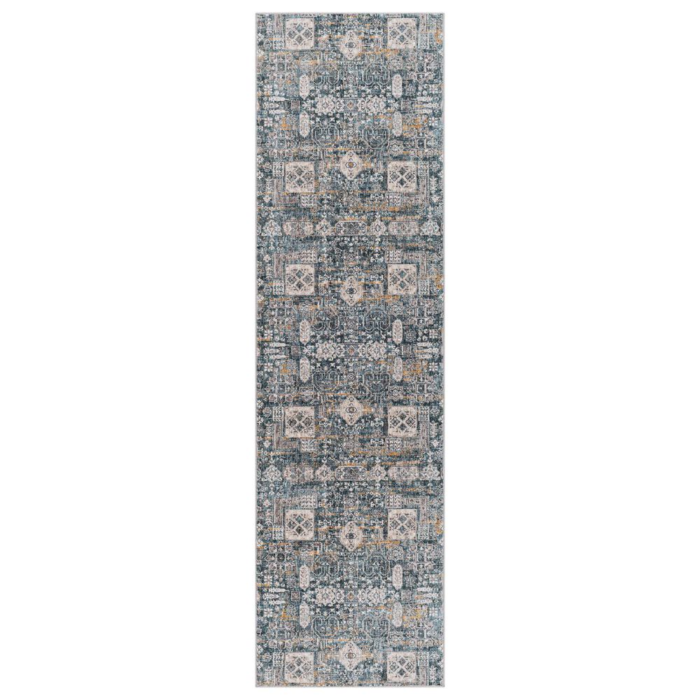 Surya Cardiff CDF-2309 Blue, Deep Teal, Medium Gray, Light Gray, Camel and Charcoal 2"7" x 10" Runner, , large