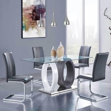 Global Furniture USA 5-Piece Dining Set in Brown, White, Clear and Chrome, , large
