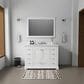 Lexora Home Dukes 48" Single Bathroom Vanity in White with 2 cm White Quartz Top and Rectangular Sink, , large