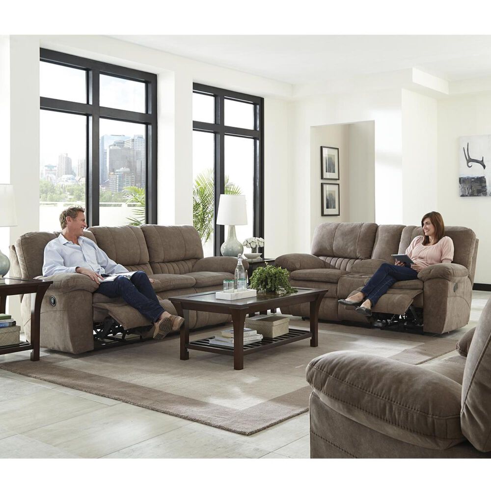Catnapper Reyes Power Lay Flat Reclining Console Loveseat in Portabella, , large