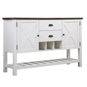 Golden Wave Furniture Mountain Retreat Server in White and Dark Mocha, , large