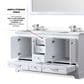Lexora Home Dukes 60" Double Bathroom Vanity in White with 2 cm White Cultured Marble Top and Rectangular Sinks, , large