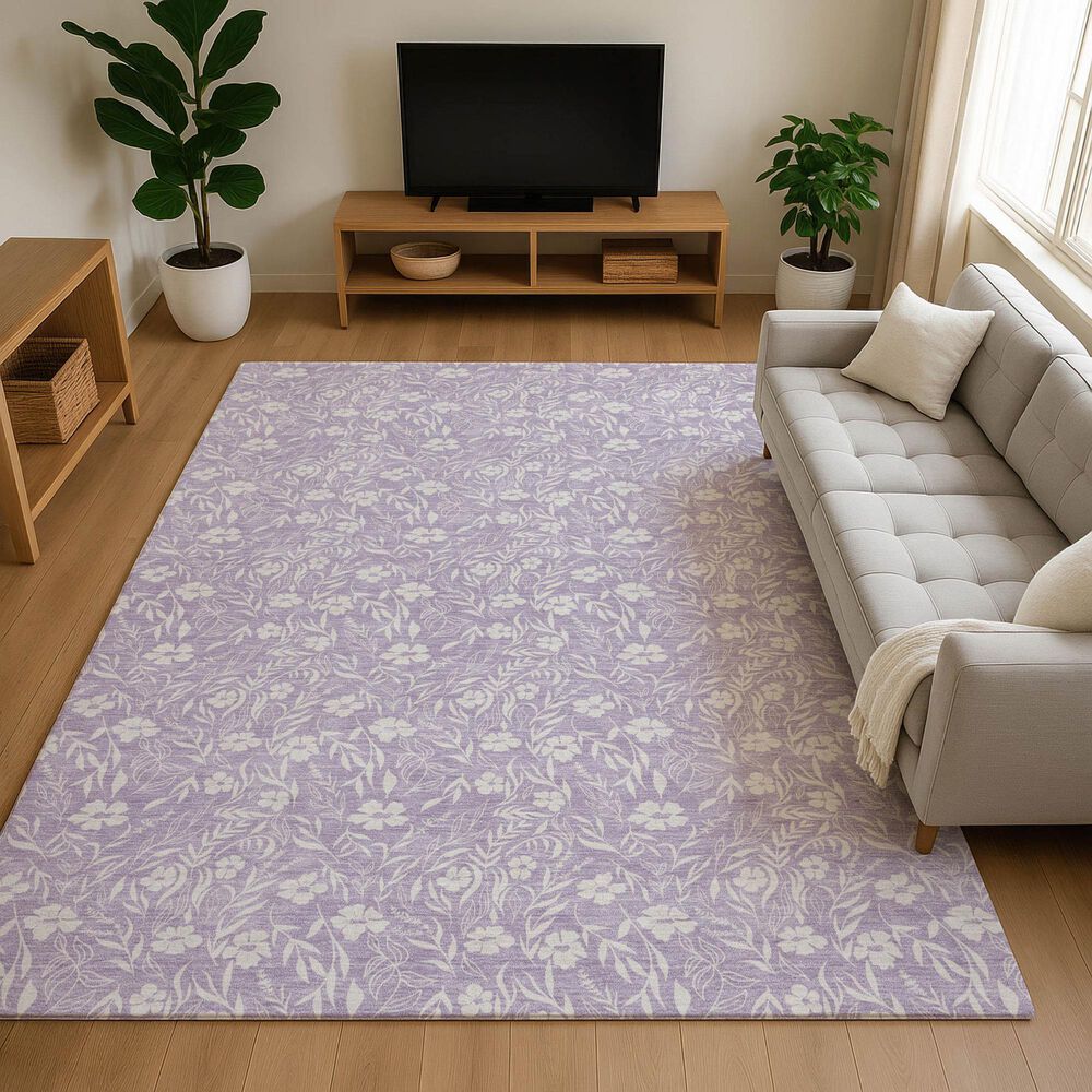 Dalyn Rug Company Soft Essentials Floral Lavender 5' x 7'6" Indoor/Outdoor Area Rug, , large