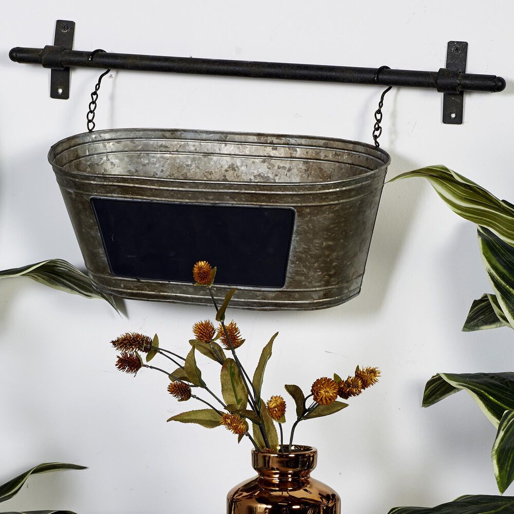 Maple and Jade Industrial Planter in Distressed Gray, , large