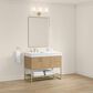 37B Mauri 42" Single Bathroom Vanity with Metal Base in Warm Oak with High-Profile 4" White Composite Stone Top, , large