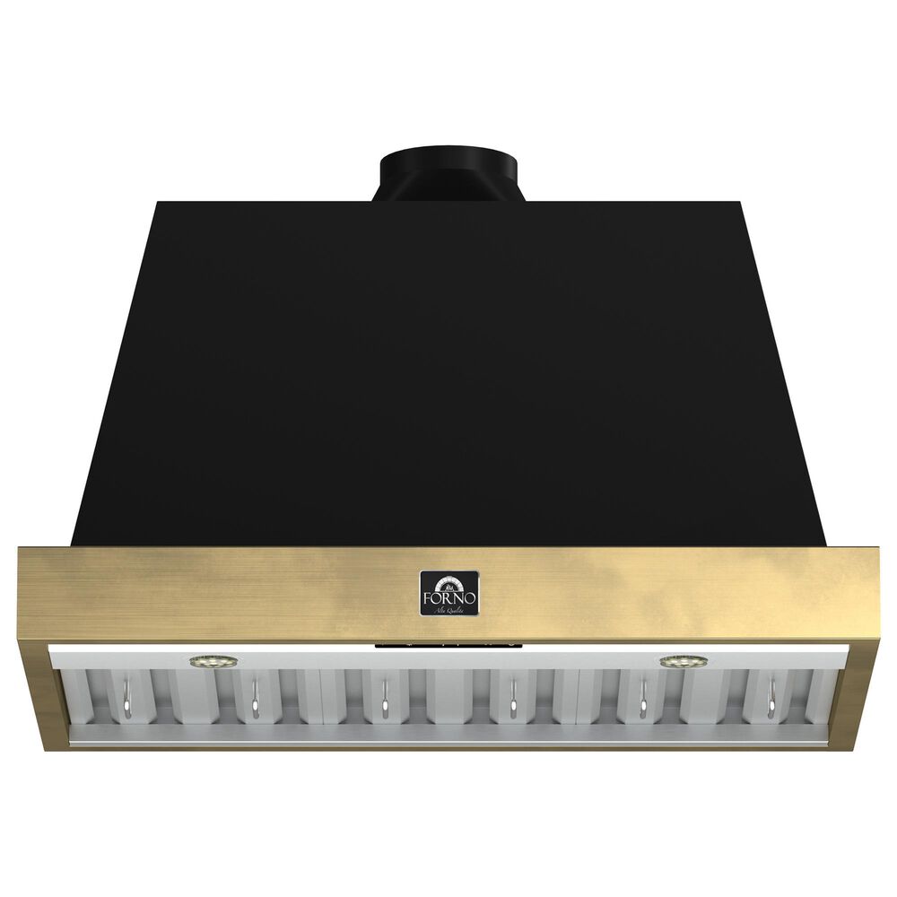 Forno Vittorio 36" Wall Mount Range Hood in Black and Antique Brass, , large