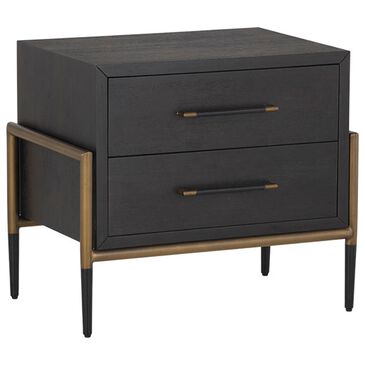 37B Weldrick 2-Drawer Nightstand in Black and Antique Brass, , large