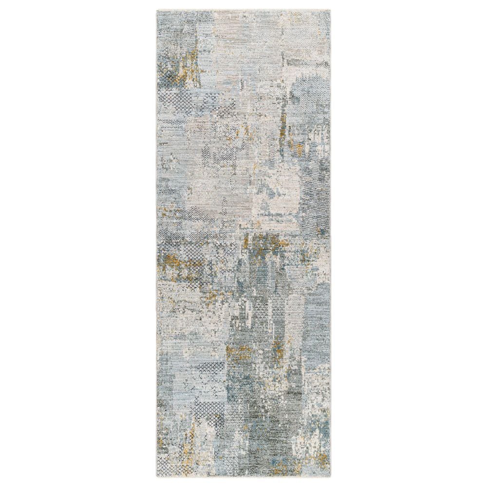 Surya Dresden Dusty Sage, Taupe, Deep Teal, Off-White, Ink Blue, Light Gray and Mustard 2"7" x 7"3" Runner, , large