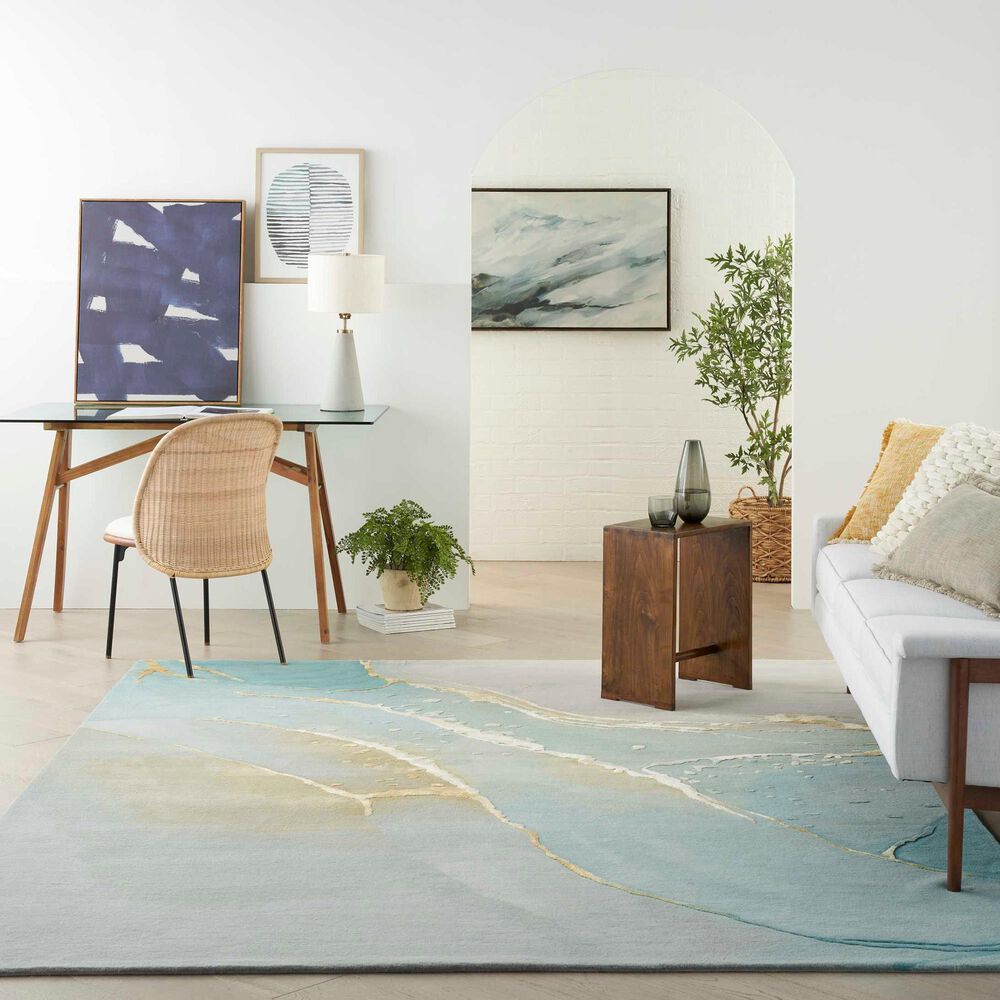 Nourison Prismatic 8&#39;6&quot; x 11&#39;6&quot; Grey and Seafoam Area Rug, , large
