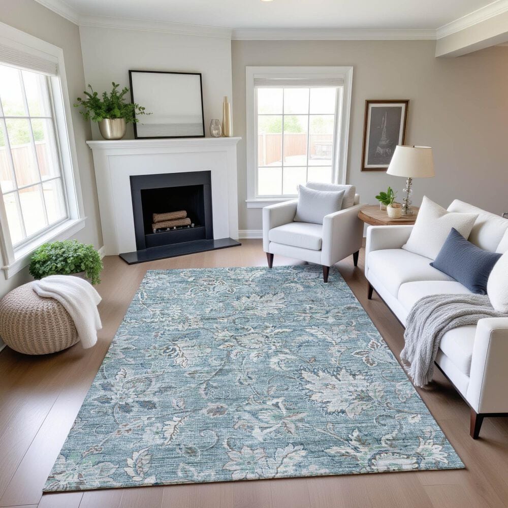 Dalyn Rug Company Silk Road Baltic, Sky, Denim, Ivory and Gray 3&#39; x 5&#39; Area Rug, , large