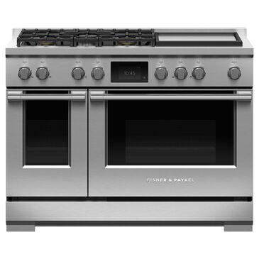 Fisher & Paykel 48" Professional Dual Fuel Range with 5 Burners and Natural Gas in Stainless Steel, , large