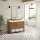 James Martin Malibu 48" Single Bathroom Vanity in Amber Birch with 3 cm White Zeus Quartz Top and Rectangular Sink, , large