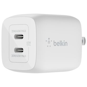 Belkin BoostCharge Pro 45W Dual USB-C GaN Wall Charger in White, , large