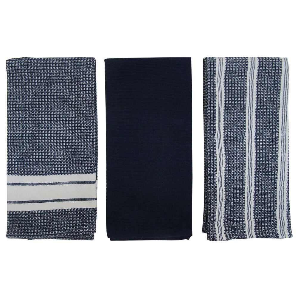 Willow &amp; Hem Verona Kitchen Towel in Navy (Set of 3), , large