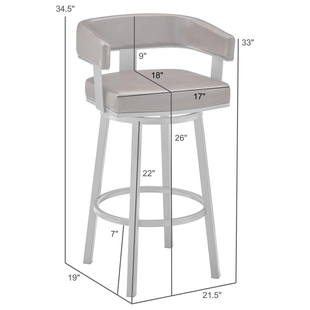 Blue River Lorin 26&quot; Swivel Counter Stool with White Cushion in Stainless Steel, , large