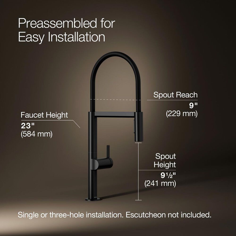 Kohler Components Semi-Professional Kitchen Sink Faucet in Matte Black, , large