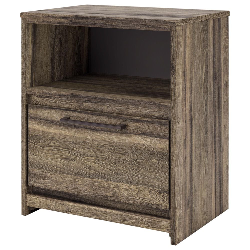 Ashley Elbrim 1-Drawer Nightstand in Brown with USB Port, , large