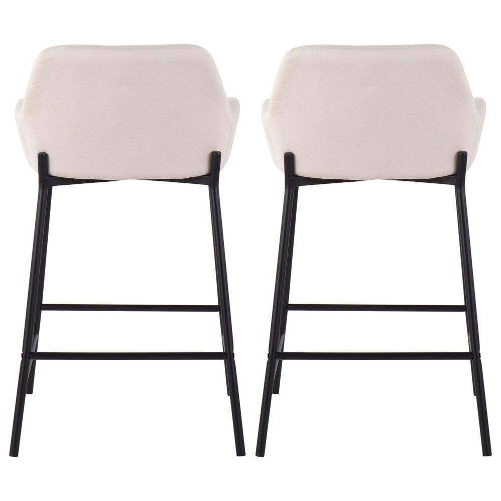 Lumisource Daniella Counter Stool with Cream Fabric Cushion in Black
