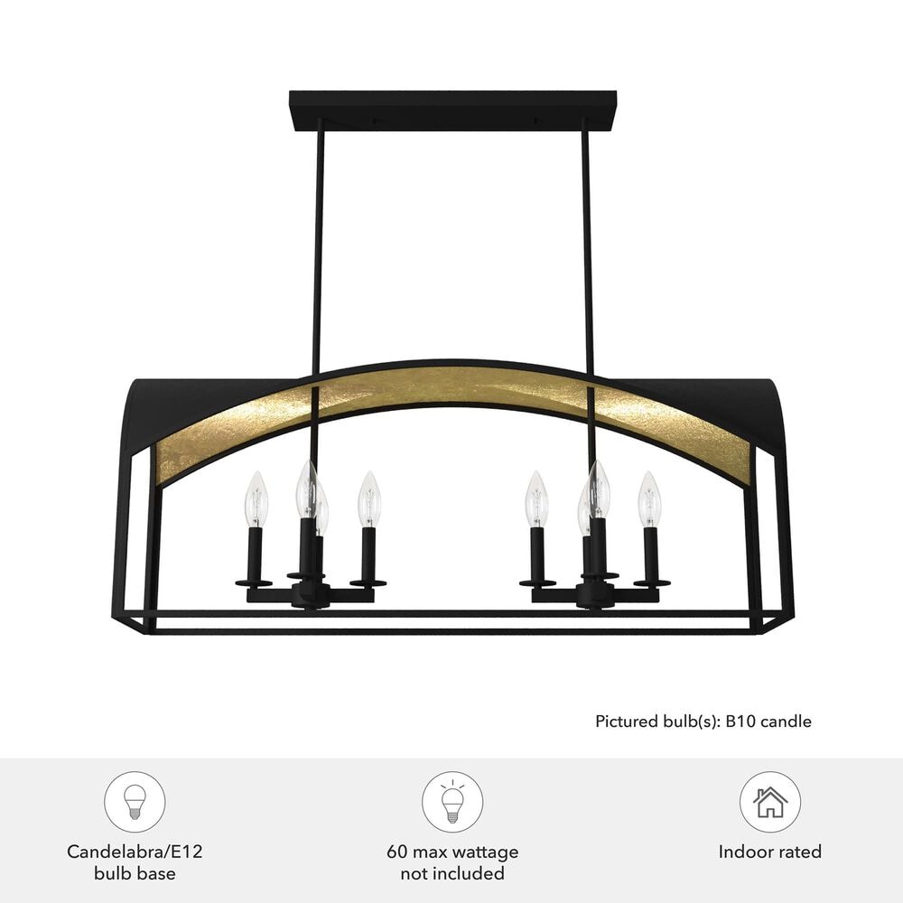 Hunter Dukestown 8-Light Linear Chandelier in Natural Iron and Gold Leaf, , large