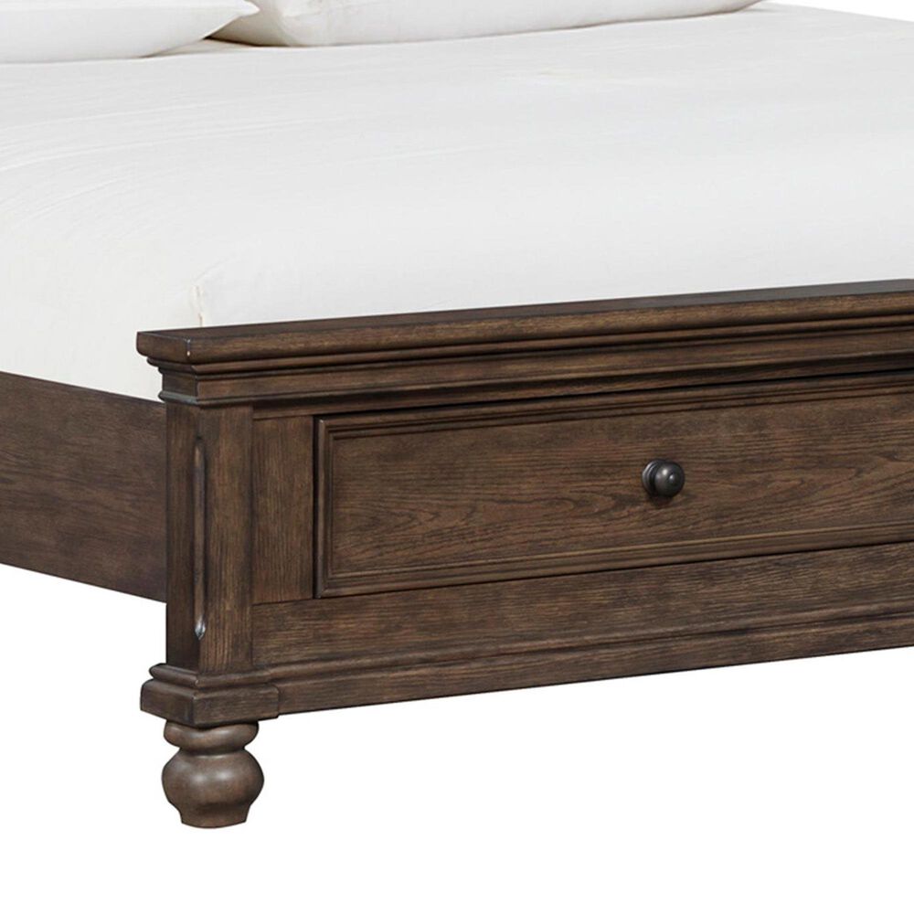 Riva Ridge Oxford King Sleigh Storage Bed in Cocoa with USB Ports, , large