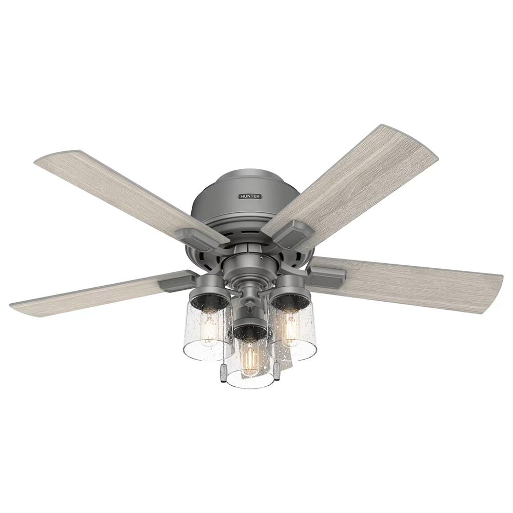 Hunter Hartland Low Profile 44" Ceiling Fan with LED Lights in Matte Silver, , large