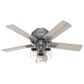 Hunter Hartland Low Profile 44" Ceiling Fan with LED Lights in Matte Silver, , large