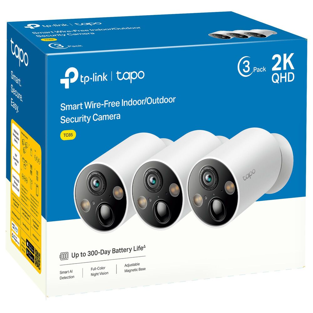 TP-Link Smart Wire Free Indoor/Outdoor Security Camera in White (Set of 3), , large