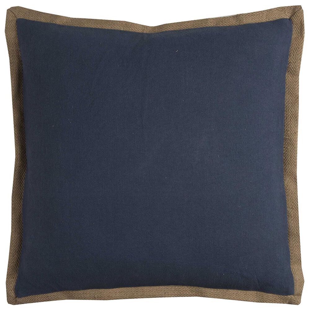 Rizzy Home 22" x 22" Pillow Cover in Indigo with Brown Edge, , large