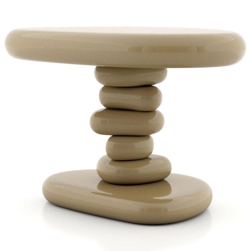 Furniture of America Rene Glossy End Table in Light Brown, , large