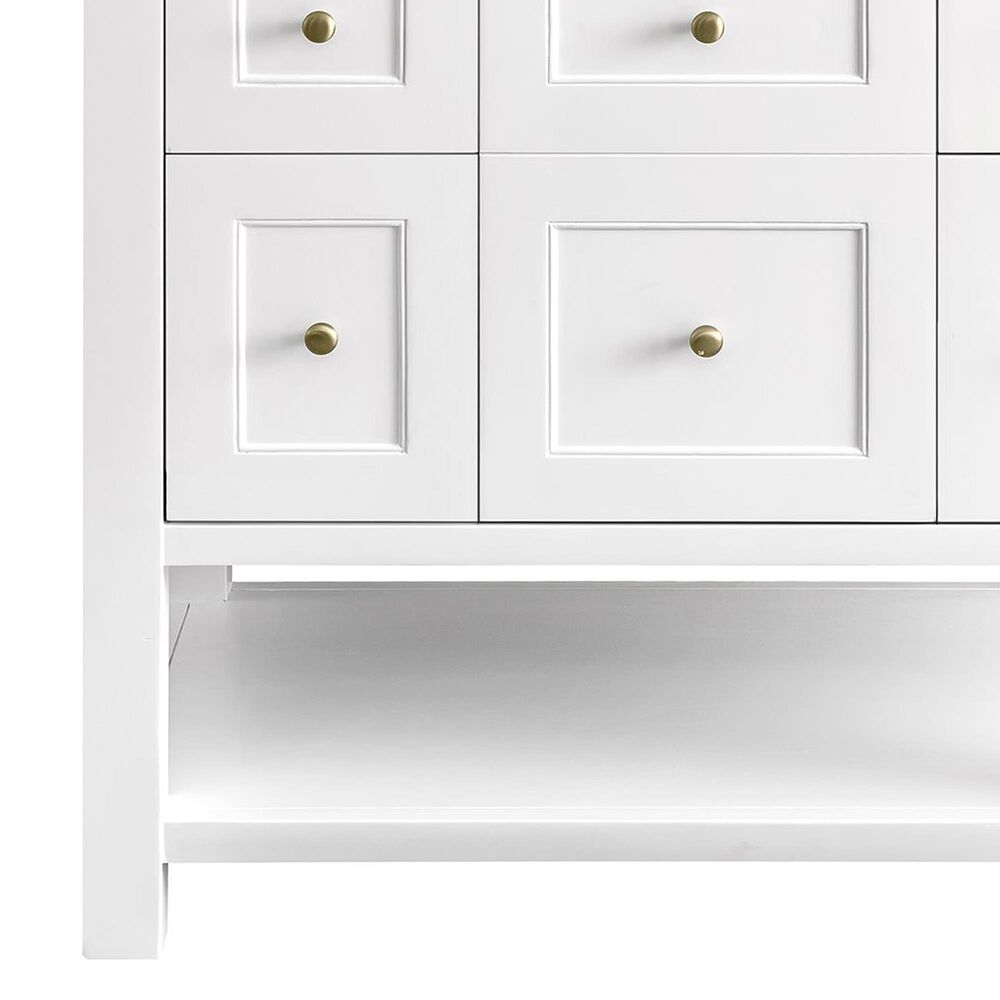 James Martin Vanities Breckenridge 36&quot; Single Bathroom Vanity in Bright White with 3 cm Carrara White Marble Top and Rectangular Sink, , large