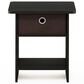 HOMLUX 1-Drawer Modern Nightstand with Open Shelf in Espresso, , large