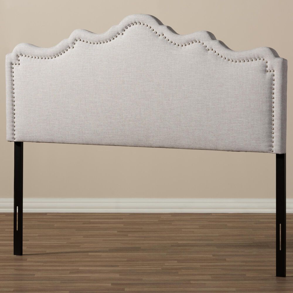 Baxton Studio Nadeen Full Upholstered Headboard in Greyish Beige, , large
