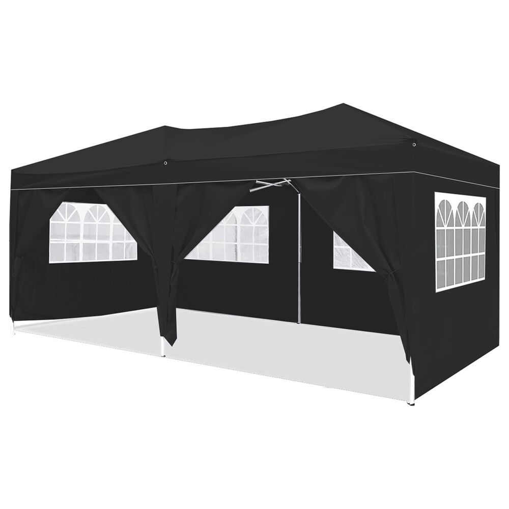 HOMLUX 10" x 20" Outdoor Pop Up Canopy Gazebo for Party in Black, , large