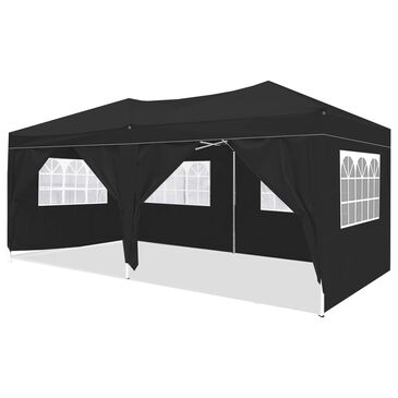 HOMLUX 10" x 20" Outdoor Pop Up Canopy Gazebo for Party in Black, , large