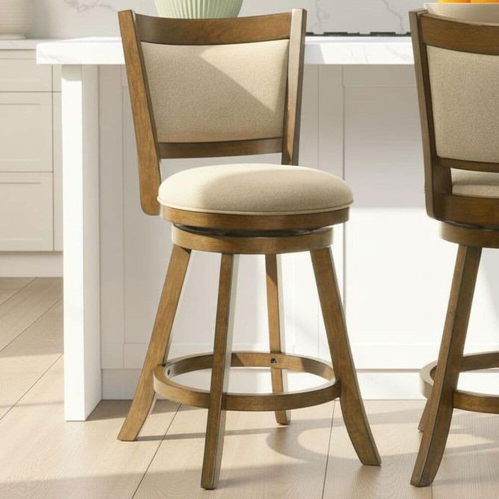 Armen Living Aiden Swivel Counter Height Stool with Gray Upholstery in Sepia Brown, , large