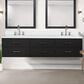Lexora Home Castor 80" Double Bathroom Vanity in Black with 2 cm White Quartz Top and Rectangular Sinks, , large