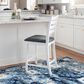 Linon Home Decor Flynn 22" Counter Stool with Charcoal Grey Cushion in White (Set of 2), , large