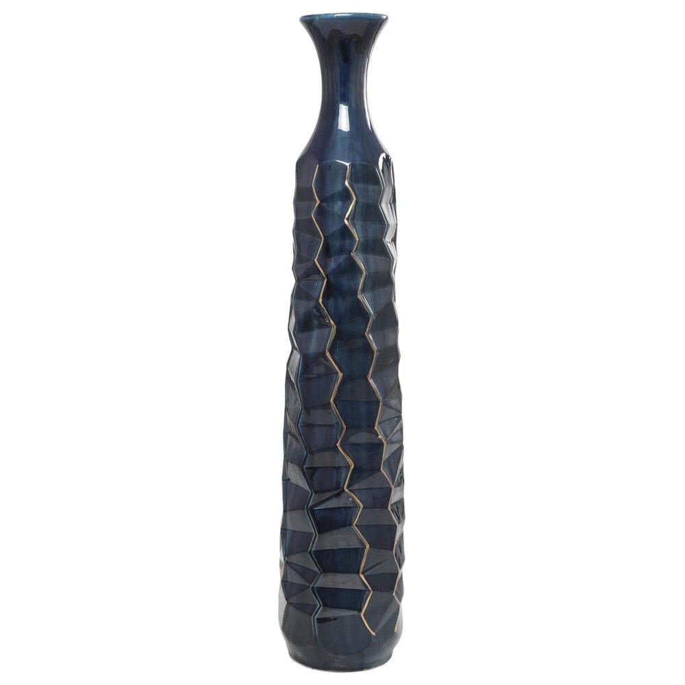 Maple and Jade 40&quot; Tall Floor Geometric Decorative Vase in Polished Teal and Gold, , large