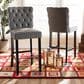 Baxton Studio Daphne Bar Stool with Dark Grey Velvet Cushion in Dark Brown (Set of 2), , large