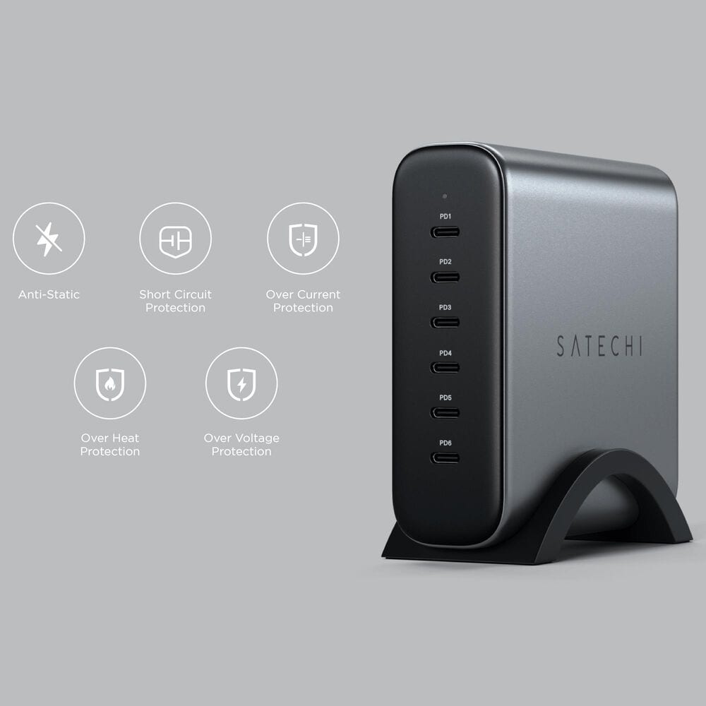 Satechi 200W USB-C 6-Port GaN Charger in Space Gray, , large