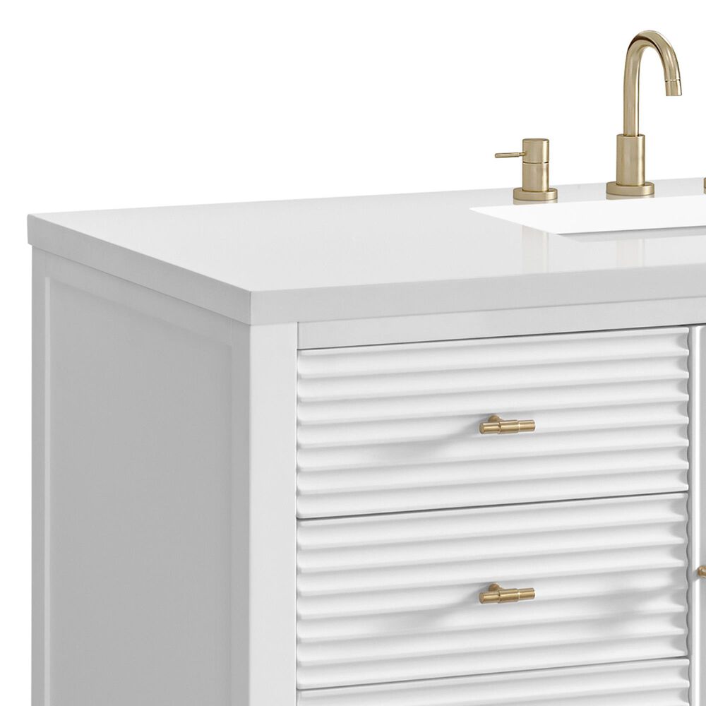James Martin Vanities Myrrin 48&quot; Vanity in Bright White with 3 cm White Zeus Quartz Top, , large