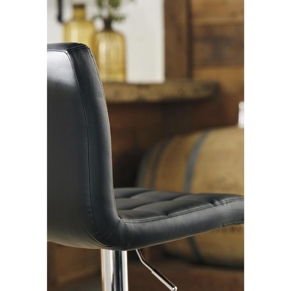 Ashley Adjustable Height Swivel Bar Stool with Black Cushion in Chrome, , large