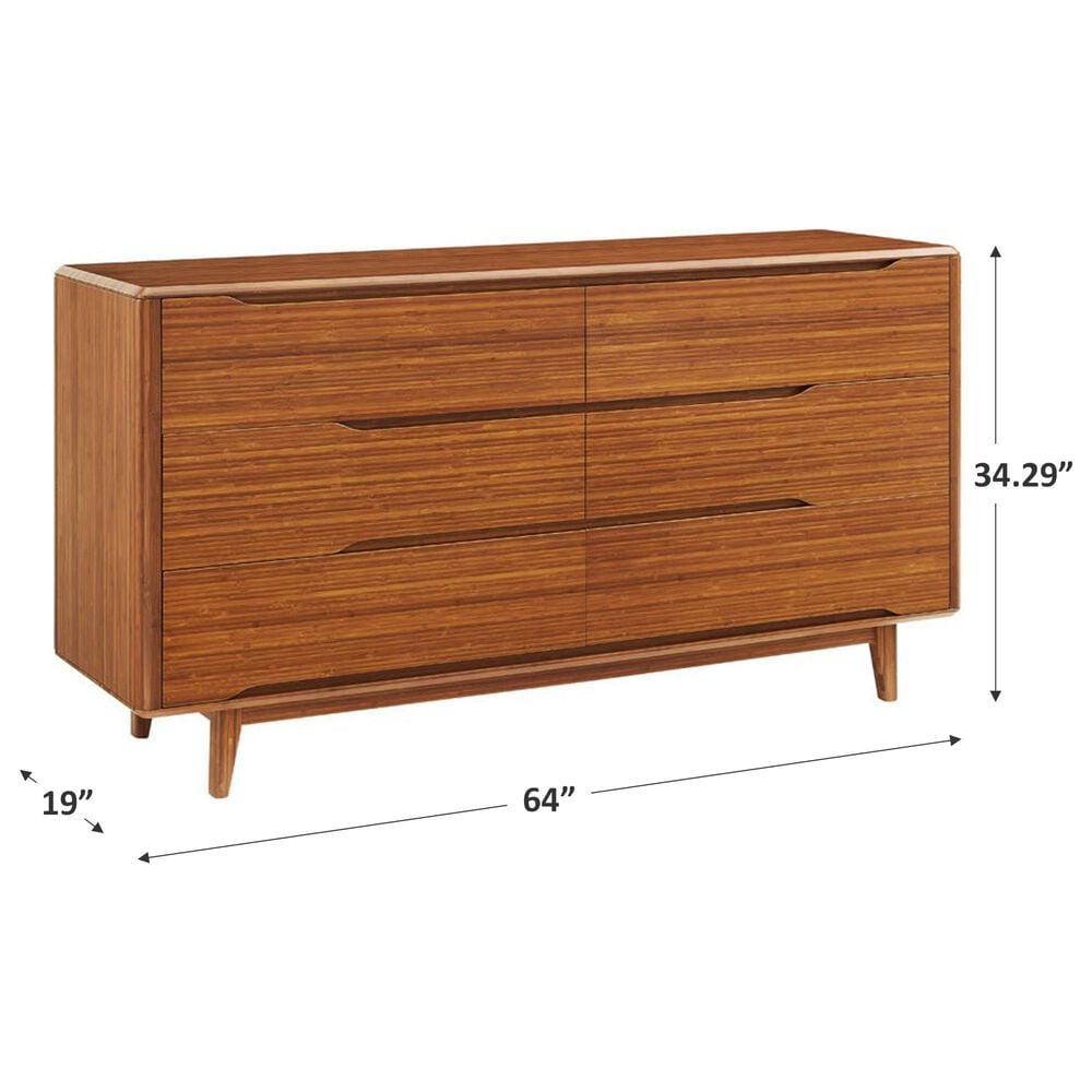 Natural Bamboo Furnishings Six Drawer Double Dresser in Amber, , large