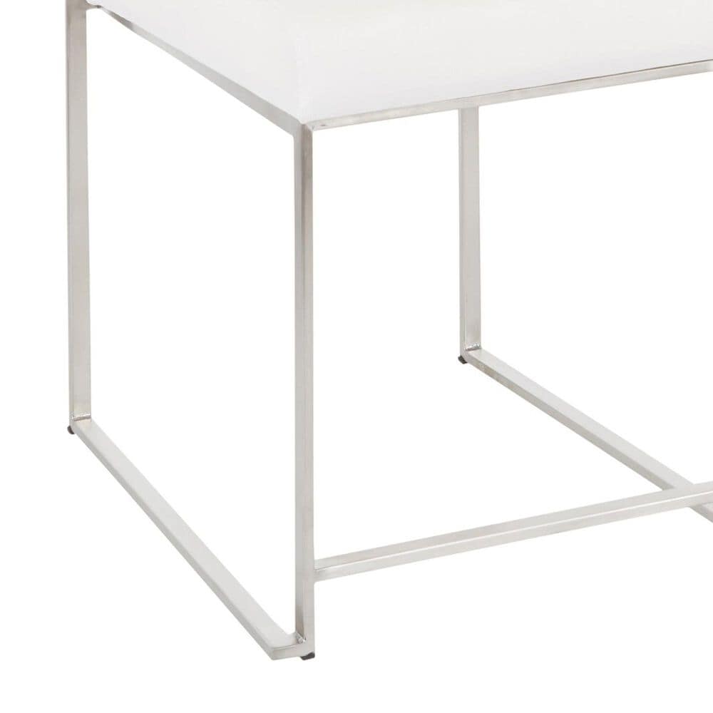 Lumisource Fuji Side Chair with White Velvet Cushion in Brushed Stainless Steel &#40;Set of 2&#41;, , large